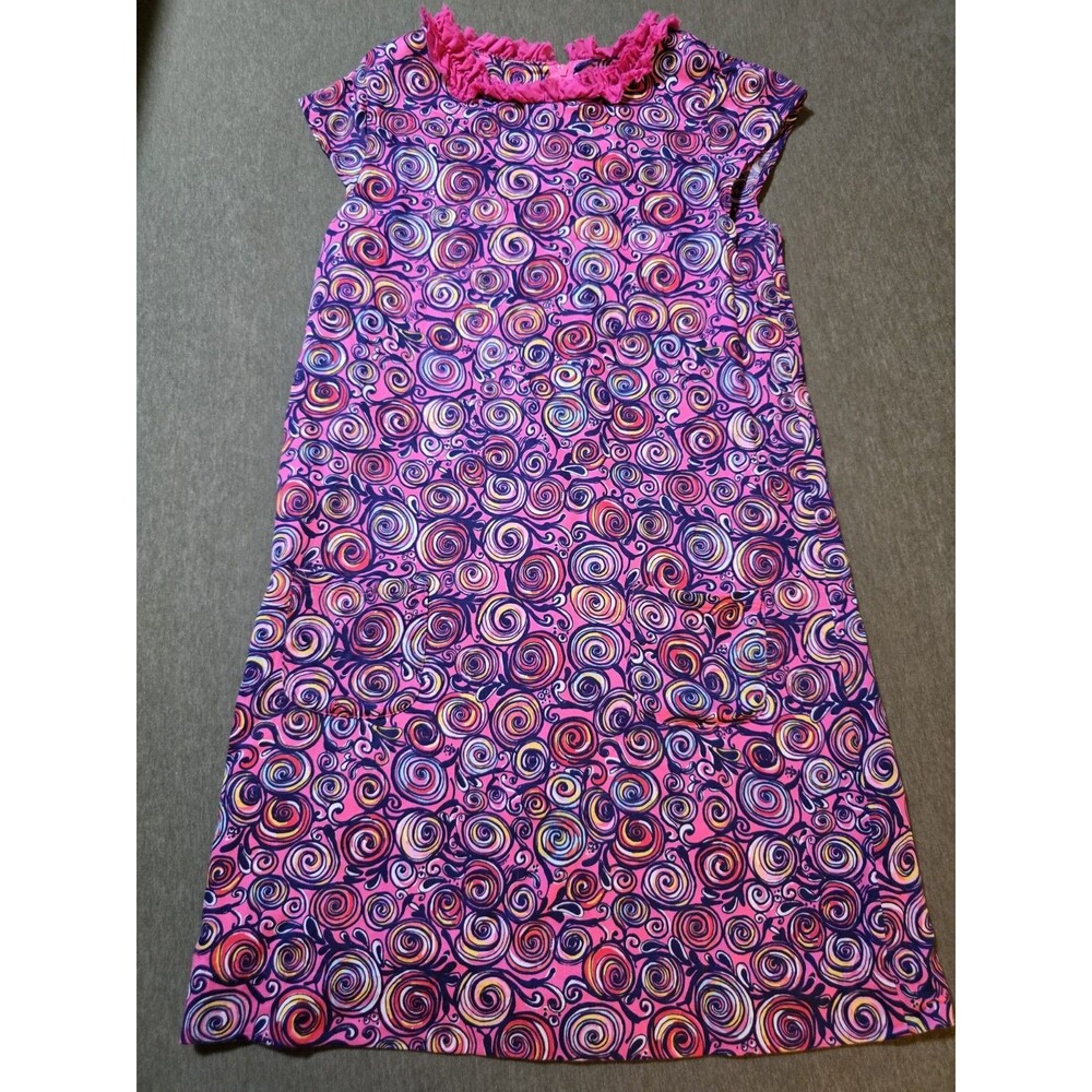 Lilly Pulitzer Girls Sz 12 Shift Dress Colorful Swirls Fully Lined Cotton